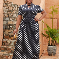 Polka Dot Short Sleeve Maxi Dress Women's Plus Size