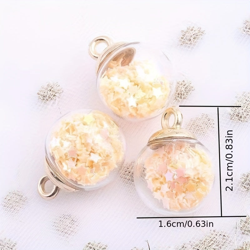 20pcs Mixed Colors Stars Glass Ball Wishing Bottle Pendant Charms DIY