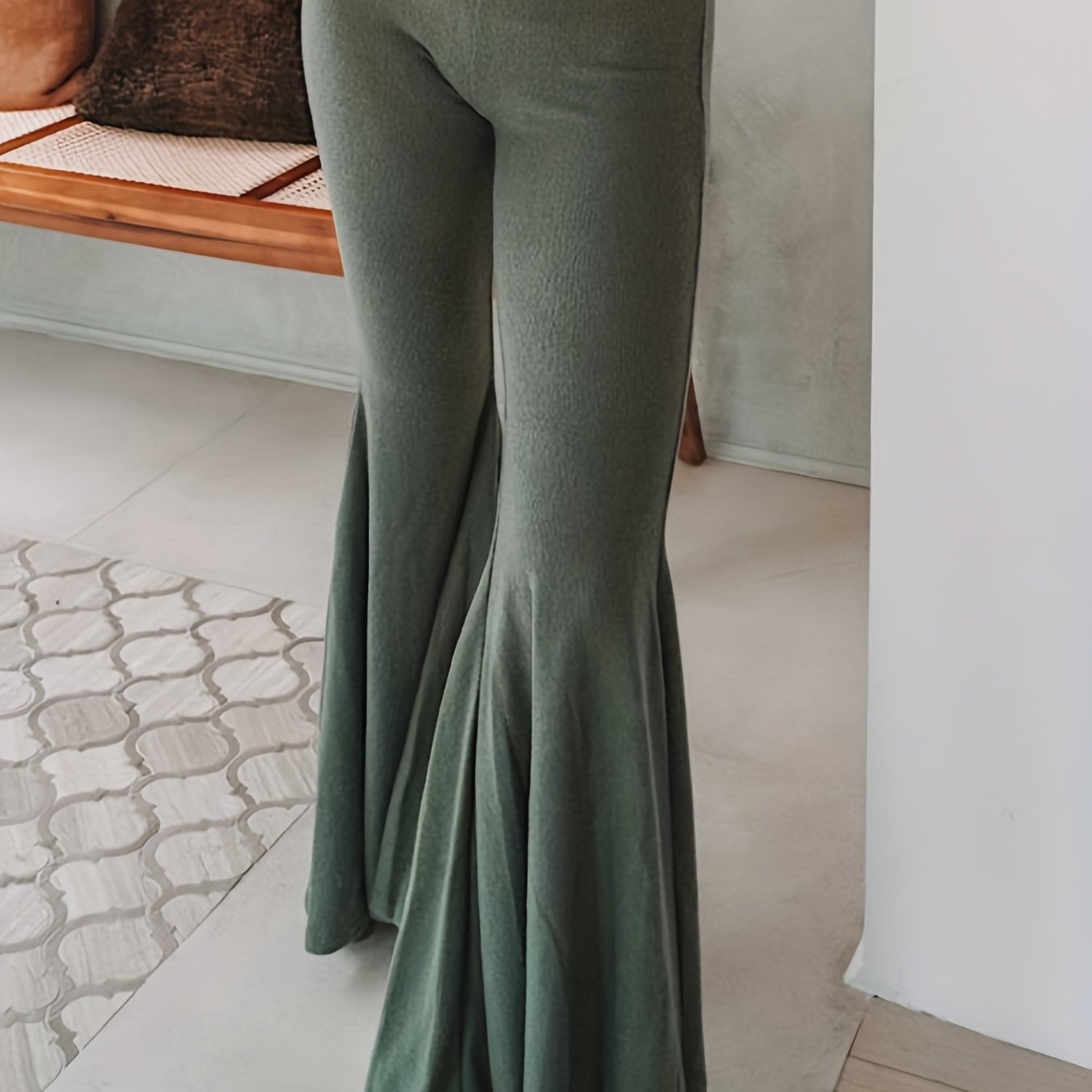 High Rise Flared Leg Trousers