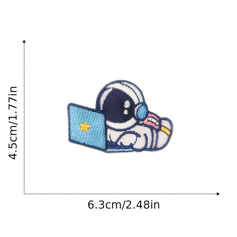 16pcs Astronaut Theme Iron On Patches Sew On Embroidered Applique Repair Patch