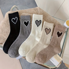 Heart Print Socks Soft & Comfy Mid Tube Women's Stockings