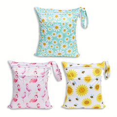 Kids Print Diaper Bag Double Pocket Diaper Storage Bag Wet Bag