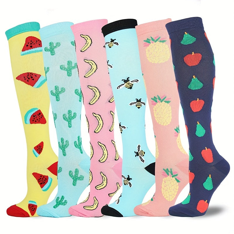 6 Pairs Men's Cartoon Thigh Compression Socks