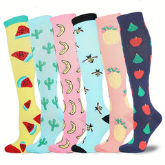 6 Pairs Compression Over the knee Socks for Outdoor Activities