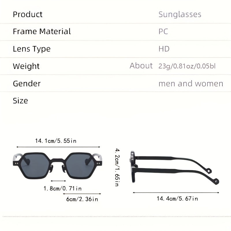 Y2K Geometric Sunglasses Rivet Anti Glare UV400