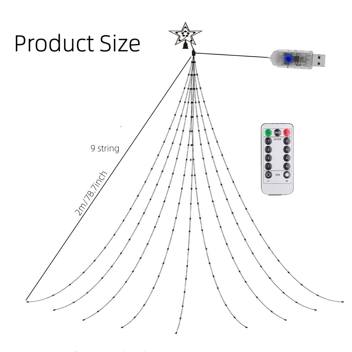 LED Waterfall Christmas Tree Lights 8 Modes Indoor/Outdoor String Lights