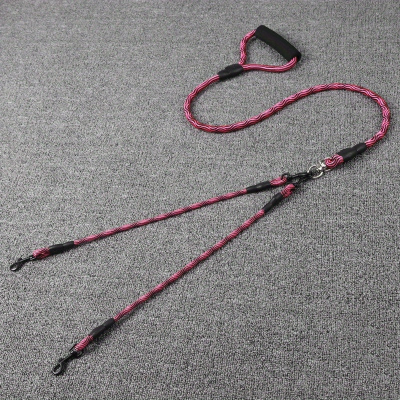 Wave Pattern Dual Dog Leash for Walking Two Dogs