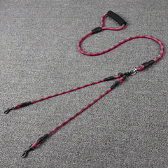 Wave Pattern Dual Dog Leash for Walking Two Dogs