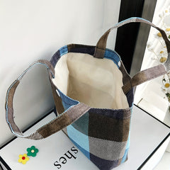 Colorblock Plaid Pattern Shoulder Bag All Match Storage Bag Lightweight