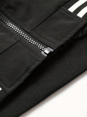 Men's Striped Zip Up Stand Collar Jacket