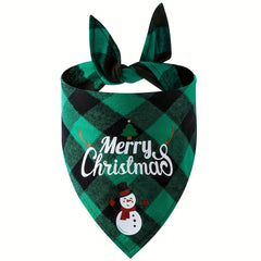 Christmas Pet Triangle Scarf Plaid Dog Saliva Towel Santa Claus Letter Graphic