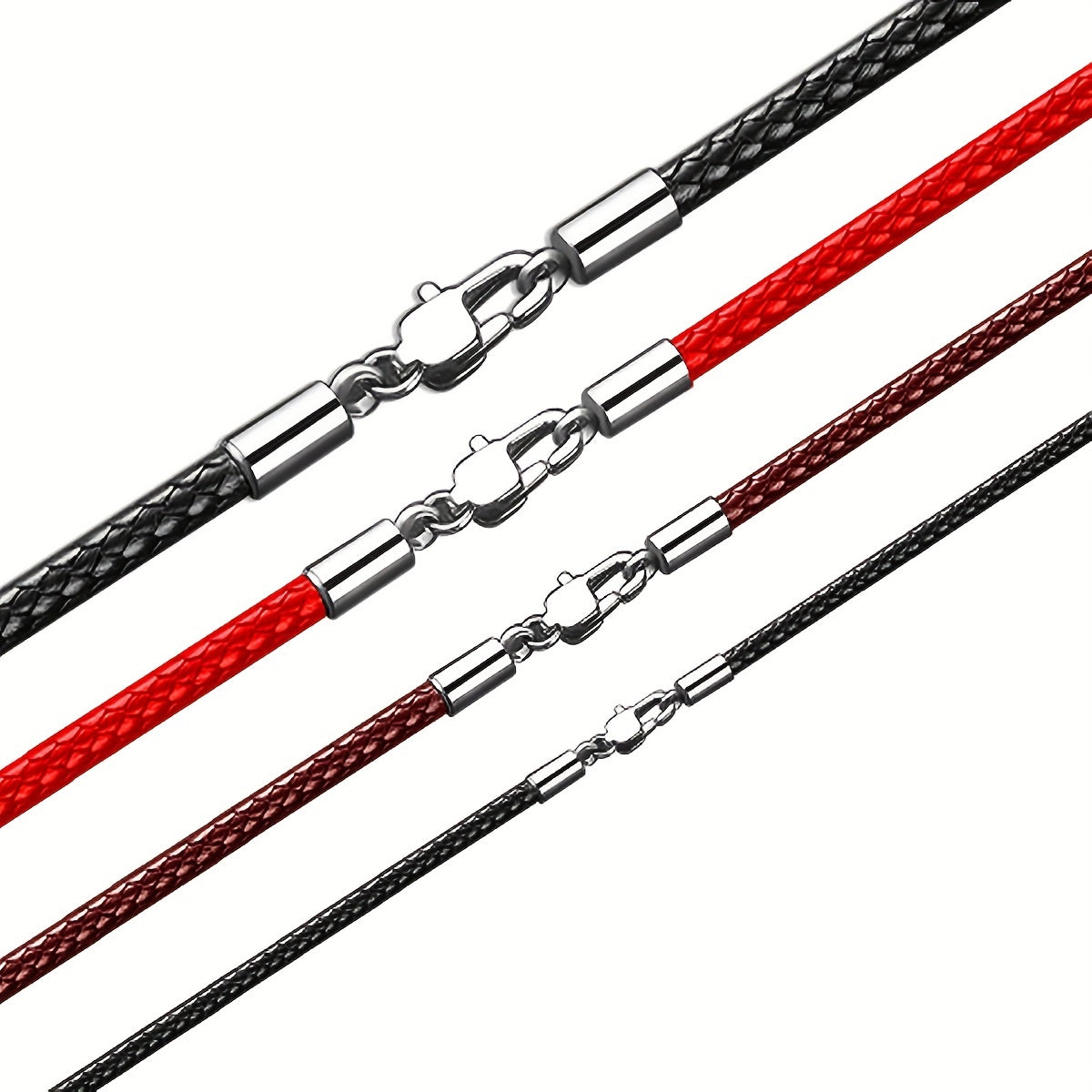 Men 3mm Wax Cord Choker Necklace Stainless Steel Clasp 16