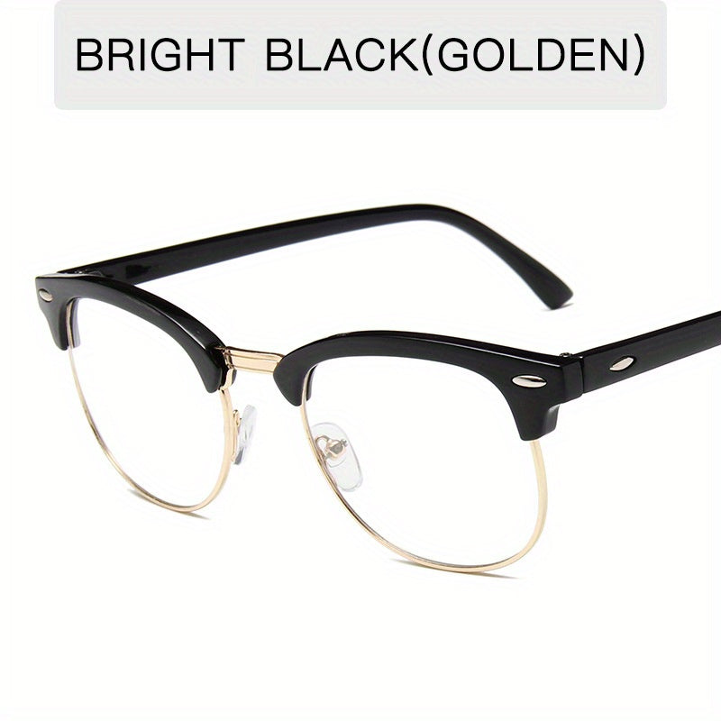 Half Rimless Clear Lens Eyeglasses Vintage Classic Light Blocking Eyeglasses