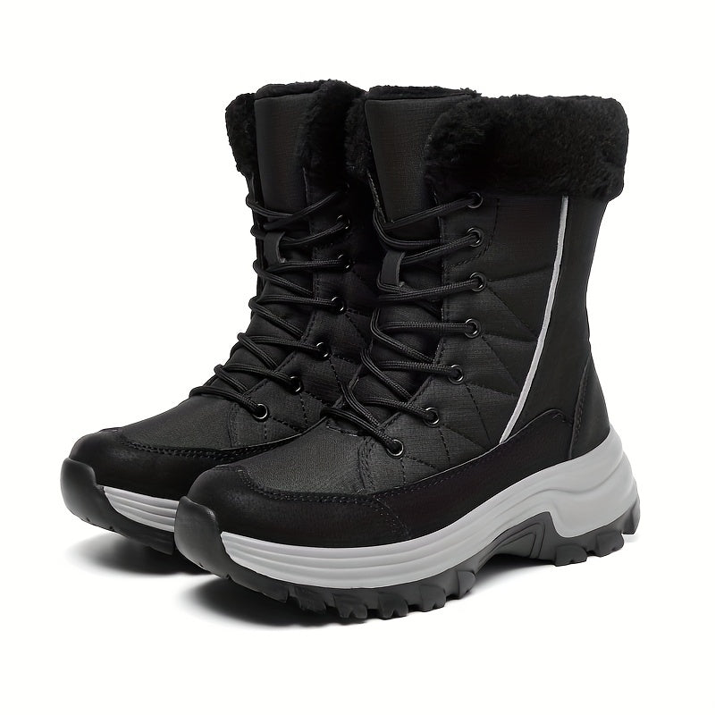 Women's Snow Boots Lace Up Platform Warm Walking Shoes