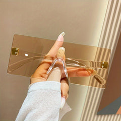 Oversized Square Rimless Sunglasses UV400 Sun Shades