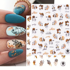 3D Graffiti Nail Art Stickers Abstract Line DIY Manicure Tips Decoration
