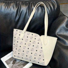 Vintage Printed Tote Bag Zipper Shoulder Bag Sweet Girl's