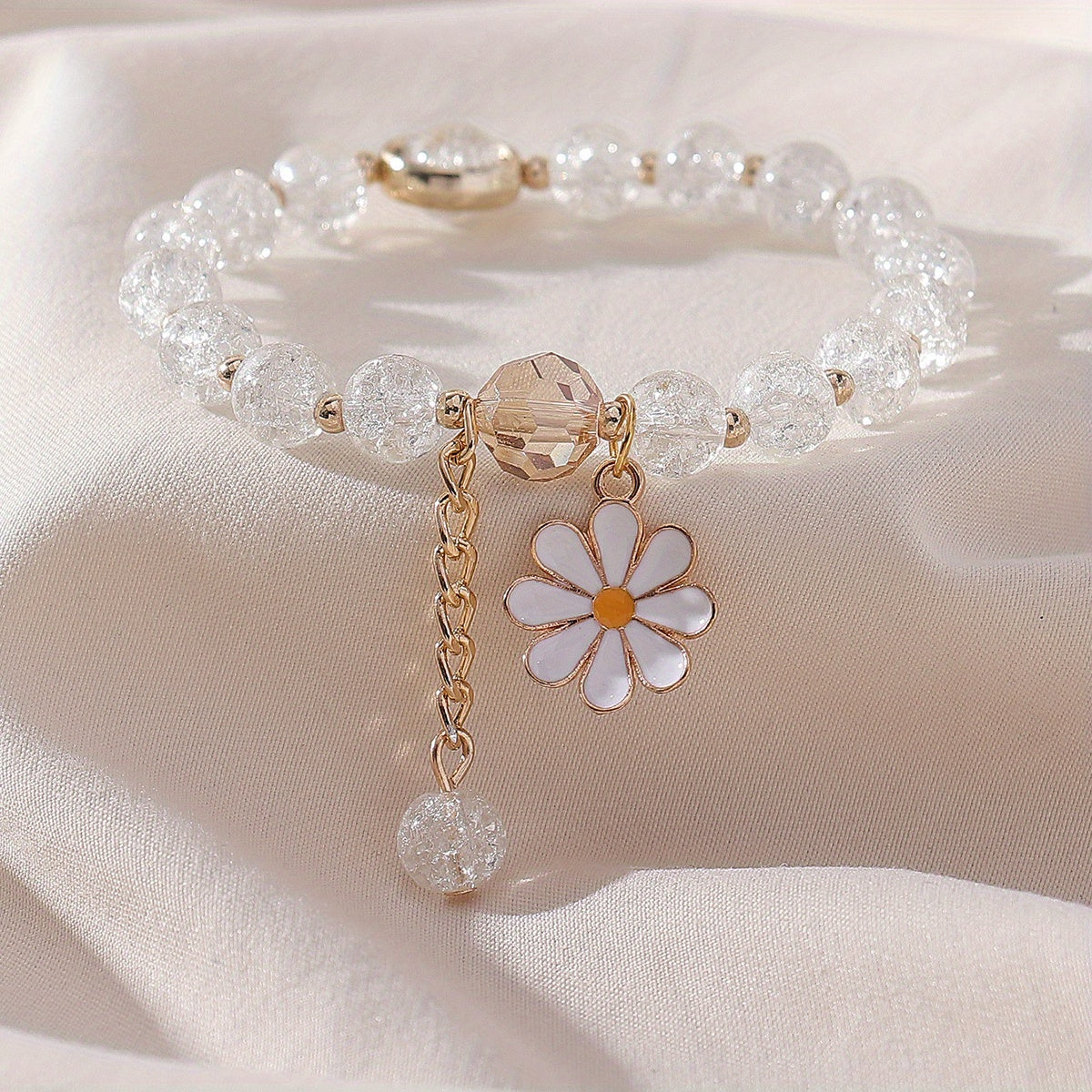 Summer Style Beaded Daisy Pendant Bracelet for Women
