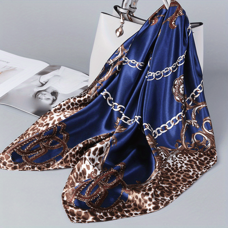 Boho Square Scarf Hijab Satin Silk Headband Neckerchief Hairscarf