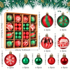 Christmas Ornaments Set 44pcs Shatterproof Hanging Pendants Decoration