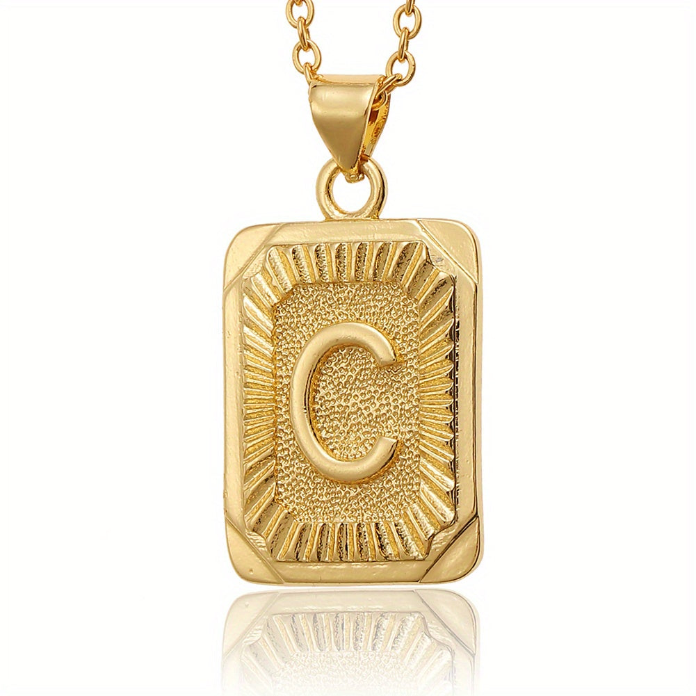 18K Plated Initial Letter Pendant Necklace For Women Men