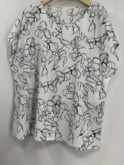  Floral Print Cap Sleeve Round Neck Blouse