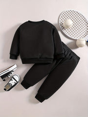 Baby Girl Cartoon Noodles Graphic Sweatshirt Top Pants Set