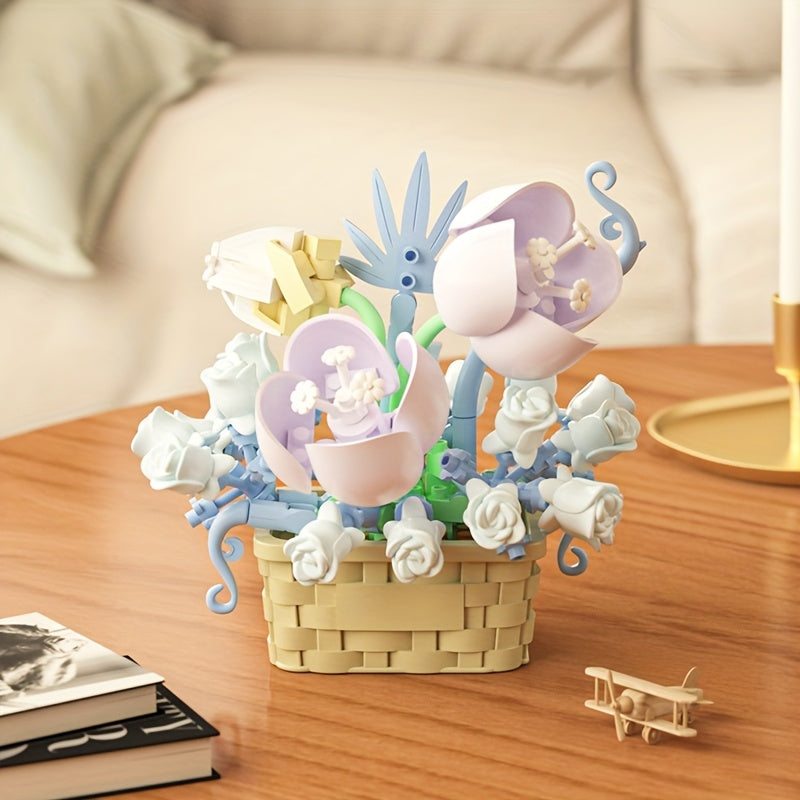 Building Blocks Flower Basket Eternal Bouquet Assembly Toys