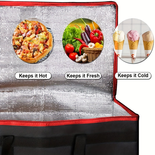 Large Insulated Food Bag with Zipper Top Reusable Washable PVC Tote for Catering
