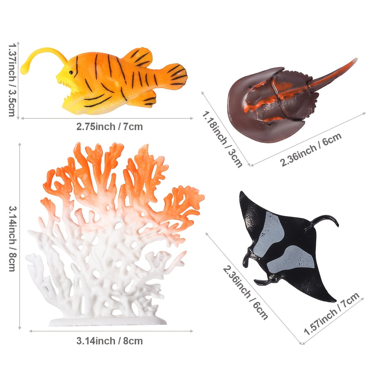 12pcs Mini Plastic Ocean Animals Set Educational Bath Toys