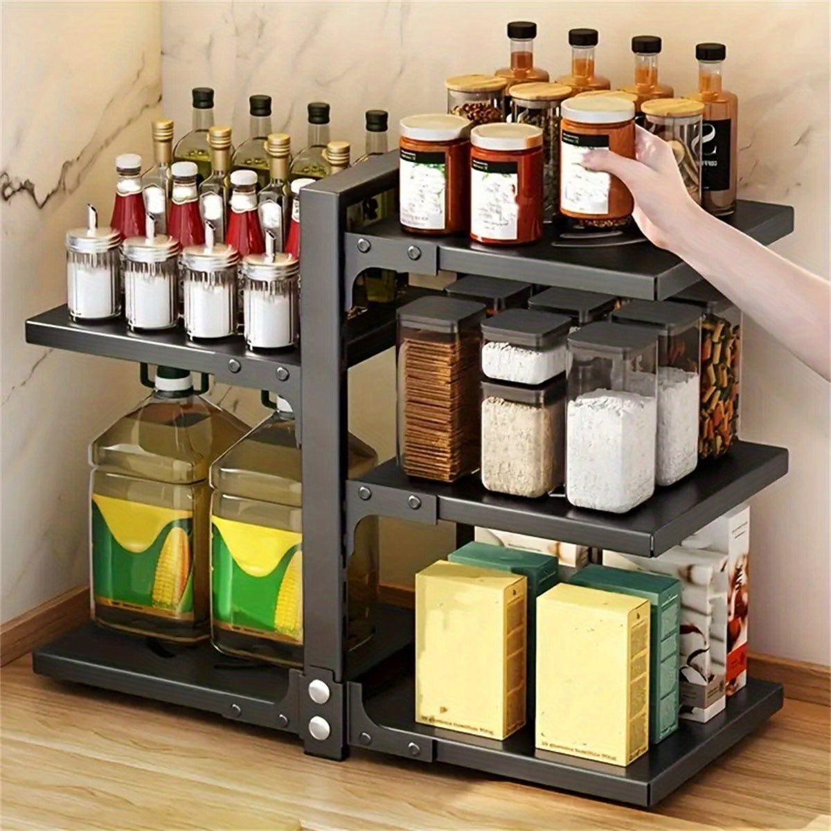 Adjustable Pan Pot Rack Holder Heavy Duty Pot Organizer Kitchen Accessories