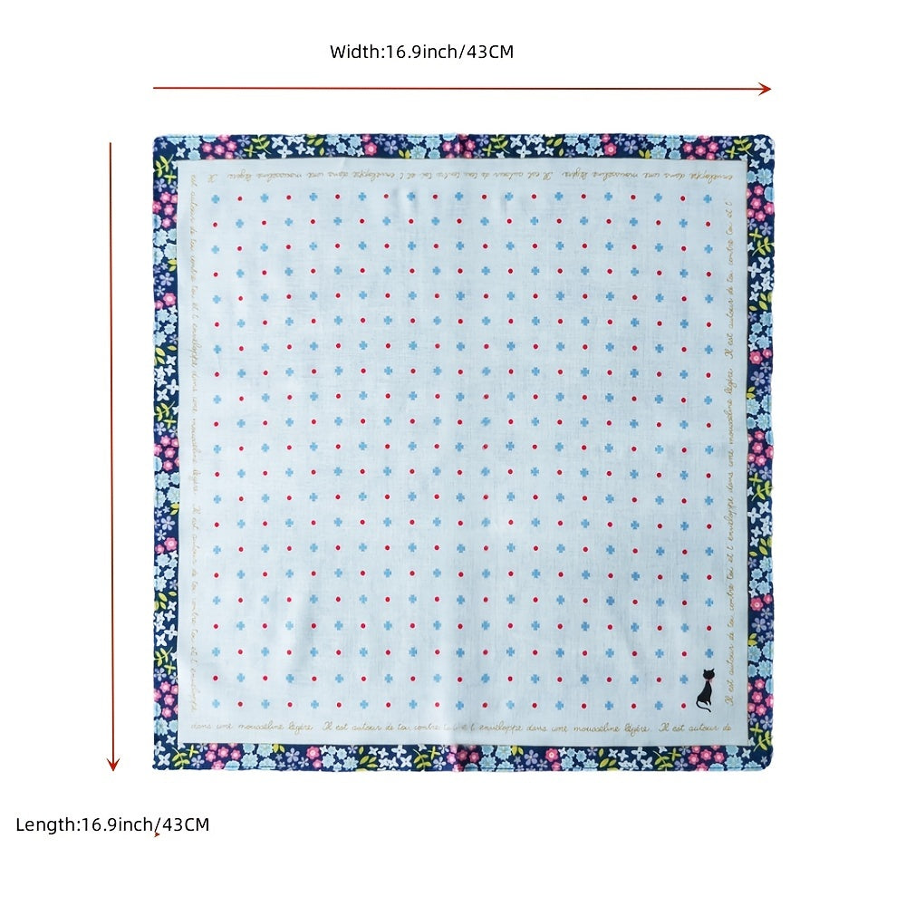 3PCS Women's Printed Handkerchief 60 Counts Colorul Soft Sweat absorbing
