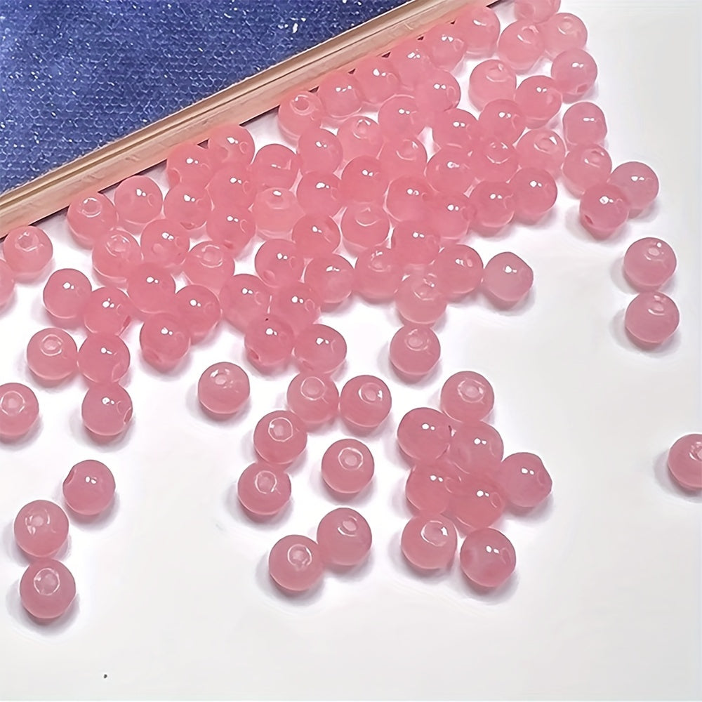 50PCS 0.32inch Natural Stone Glass Round Bead Spacer Beads