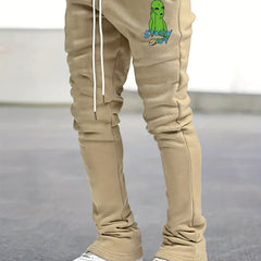 Men's Alien Pattern Drawstring Bell Bottom Pants