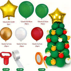 138pcs Christmas Styling Tree Latex Balloon Set Green Red Golden