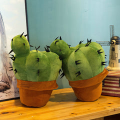 Soft Plush Cactus Doll in Green & Orange Pot Decor