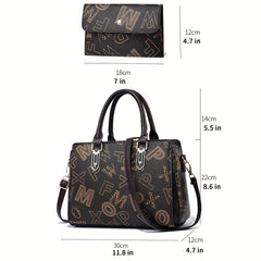 2pc Tote Bag Clutch Purse Set Textured Shoulder Bag Versatile Commuter Bag