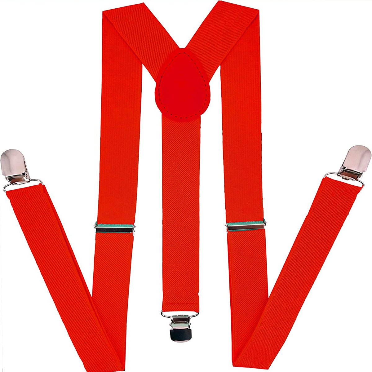 Men's Red Suspenders Adjustable Y Back Elastic Strong Clips Unisex