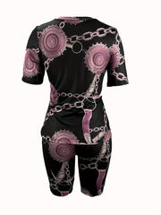 Hourglass Chain Print Casual Two piece Set