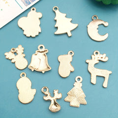 21pcs Enamel Charms Christmas Tree Santa Claus Pendants DIY Jewelry Making