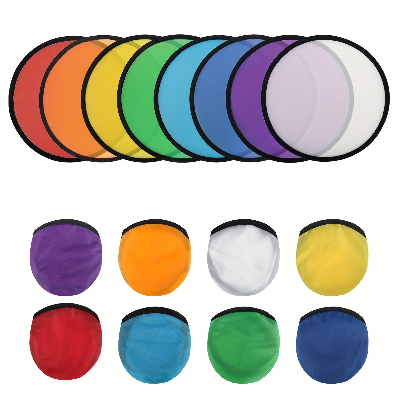 8pcs Nujoyco Foldable Fan & Flying Disc Set Lightweight Portable Hand Fans