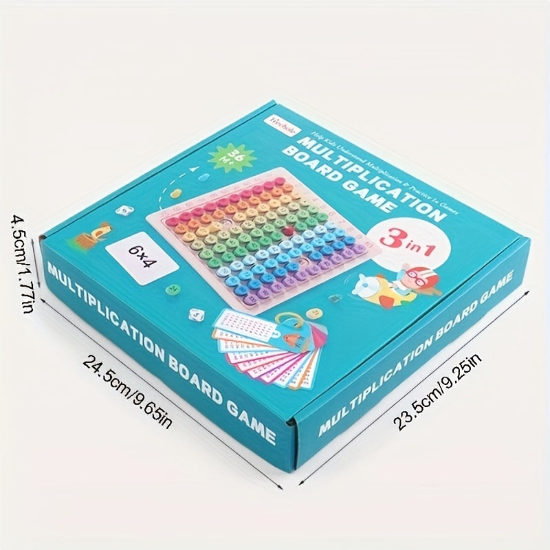 Wooden Multiplication Board Game Educational Math Toy 1-100 Colorful Grid