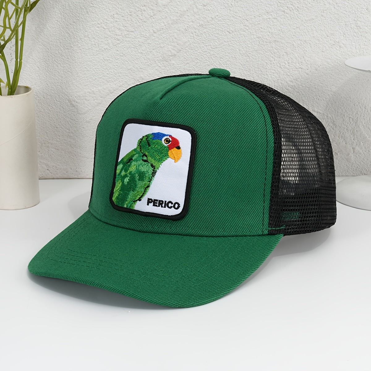Parrot Patch Baseball Cap Mesh Trucker Hat Adjustable Sunshade Dad Hat