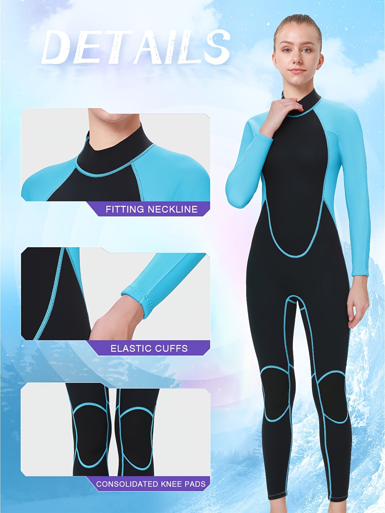 REALON Women's 2mm Neoprene Full Body Wetsuit