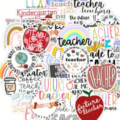 50pcs Cartoon Teacher's Gift Cards Vinyl Stickers for Water Bottles Laptops
