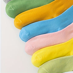 8 Pairs Breathable Mid Tube Women's Socks Solid Comfy Stockings & Hosiery