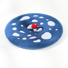 Women's Woolen Mushroom Beret Hat Embroidered Painter Hat