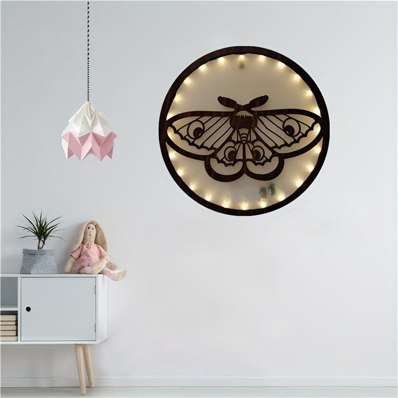Retro Wooden LED Wall Decoration Butterfly Series Hanging Light