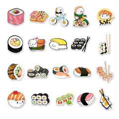 50 Pcs Sushi Roll Stickers for Water Bottles, Laptops, Phones & More