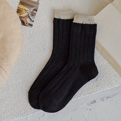 5 Pairs Colorblock Crew Socks Soft Women's Stockings